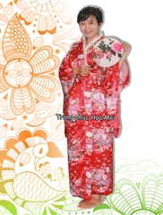 Cho thuê trang phục Kimono đỏ phi Nhật Bản