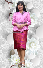Cho thuê trang phục truyền thống nước Lào nữ hồng đẹp, chất lượng