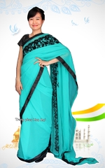 Cho thuê Trang phục truyền thống Ấn Độ Sari xanh ngọc nữ