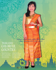 Cho thuê trang phục Thái Lan cam vẽ hoa văn