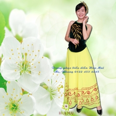 Máy bán Cho thuê đồ trang phục váy vàng yếm xanh vẽ đẹp, giá rẻ