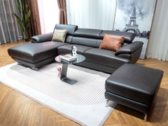 Ghế Sofa góc da bò Ý nhập khẩu Divano L430 màu Nâu Dark Brown