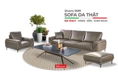 Sofa Văng chất liệu da bò Ý nhập khẩu Divano S-699 màu Grey