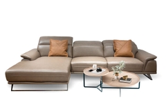 Bộ Sofa góc chất liệu da bò Italia Divano L864 màu Apricot