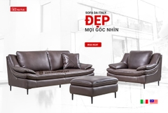 Bộ Sofa Văng chất liệu da bò Ý nhập khẩu Divano S-899 màu nâu