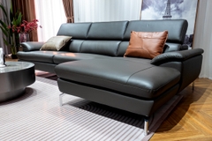 Ghế Sofa góc da thật nhập khẩu Malaysia L2287 màu nâu Dark Brown