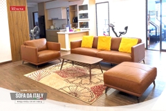 Bộ Sofa văng da thật Italia nhập khẩu Divano S-123 màu Camel