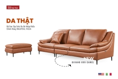 Bộ Sofa Văng chất liệu da bò Ý nhập khẩu Divano S-899 màu camel