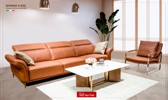 Sofa văng 3 chỗ chất liệu da bò Italia Divano S-833 màu Camel