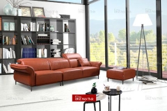 Sofa văng 3 chỗ chất liệu da bò Italia Divano S-833 màu Camel