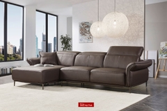Bộ Sofa góc chất liệu da bò Italia Divano L-833 màu nâu Dark Brown