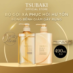 Bộ Gội Xả Phục Hồi Hư Tổn, Ngăn Rụng Tóc Premium Repair Tsubaki 490ml