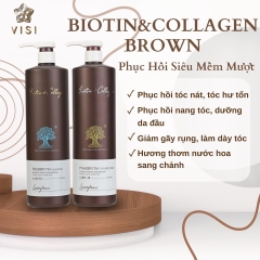 Dầu gội xả siêu mượt Biotin Collagen Luxury Brown nâu/ White trắng 1000ML