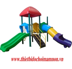 Bộ đồ chơi một cầu trượt đôi một ống trượt Bộ đồ chơi một cầu trượt đôi một ống trượt