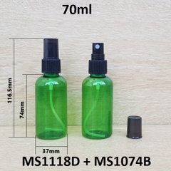 Chai xanh lá phun sương đen nắp chụp đen 70ml