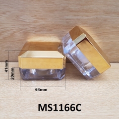 Hũ trong vát 4 cạnh nắp xi vàng 15g