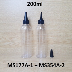 Chai trong vai tròn nắp nhọn sọc đen 200ml