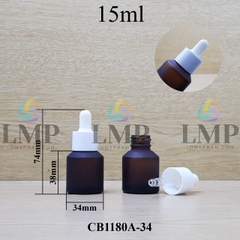 Chai thủy tinh vát nắp bóp khoen nhựa trơn 15ml