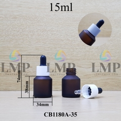 Chai thủy tinh vát nắp bóp khoen nhựa trơn 15ml