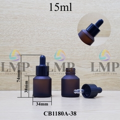 Chai thủy tinh vát nắp bóp khoen nhựa trơn 15ml