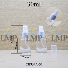Chai thủy tinh vát đầu phun sương xi 1 viền 30ml
