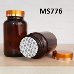 Hũ TT viên nang NÂU nắp vàng - bạc 2 viền 200g