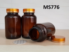 Hũ TT viên nang NÂU nắp vàng - bạc 2 viền 200g