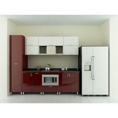 Tủ bếp inox cánh composite đỏ đen nhỏ gọn Tủ bếp inox cánh composite đỏ đen nhỏ gọn