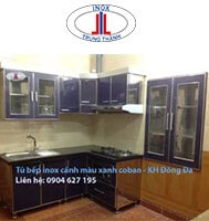 Tủ bếp inox cánh màu xanh coban Tủ bếp inox cánh màu xanh coban