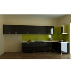 TỦ BẾP INOX CÁNH MÀU ĐEN GÓC L TỦ BẾP INOX CÁNH MÀU ĐEN GÓC L
