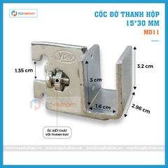 Cốc đỡ ở giữa cài thanh hộp inox 15*30mm