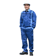 Quần áo bảo hộ vải Hàn Quốc màu xanh pha xanh