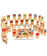 Domino cờ các quốc gia 100 chi tiết gỗ đẹp