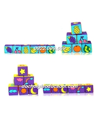 Bộ 6 khối lập phương 6 chủ đề Soft Rattle Blocks hàng đẹp, chất lượng