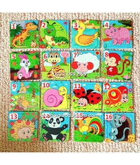 Ghép hình puzzle 16 miếng (16 mảnh) gỗ