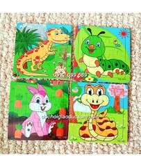 Ghép hình puzzle 16 miếng (16 mảnh) gỗ