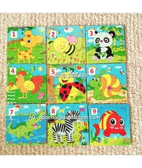 Ghép hình puzzle 9 miếng (9 mảnh) gỗ