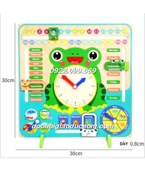 Đồng hồ kèm lịch gỗ  hình chú ếch đa chức năng - HÀNG ĐẸP giá rẻ