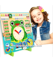 Đồng hồ kèm lịch gỗ  hình chú ếch đa chức năng - HÀNG ĐẸP giá rẻ