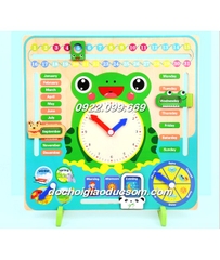 Đồng hồ kèm lịch gỗ  hình chú ếch đa chức năng - HÀNG ĐẸP giá tốt, chất lượng