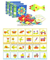 Bộ ghép hình Pattern block 130pcs gỗ cực đẹp