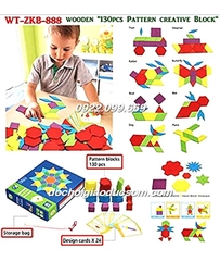 Bộ ghép hình Pattern block 130pcs gỗ cực đẹp