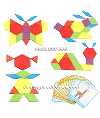 Bộ ghép hình Pattern block 130pcs gỗ cực đẹp