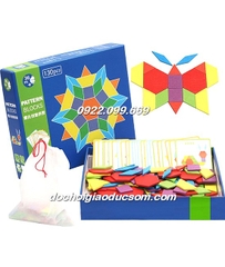 Bộ ghép hình Pattern block 130pcs gỗ cực đẹp