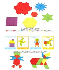 Bộ ghép hình Pattern block 130pcs gỗ cực đẹp