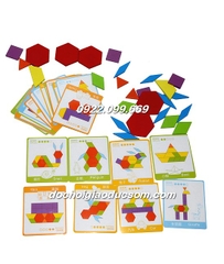 Bộ ghép hình Pattern block 130pcs gỗ cực đẹp