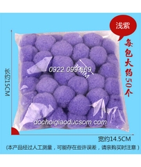 Gói pompom màu tím cỡ 2cm- túi to chất lượng cao