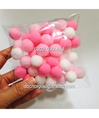 Pompom 2cm màu hồng trắng (khoảng 50 viên)- túi mầu pastel siêu cute giá siêu tốt