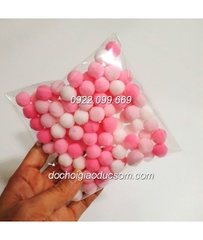 Pompom 2cm màu hồng trắng (khoảng 50 viên)- túi mầu pastel siêu cute siêu rẻ