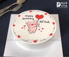 367 (40) Bánh vẽ bé heo cầm bóng bay hình trái tim